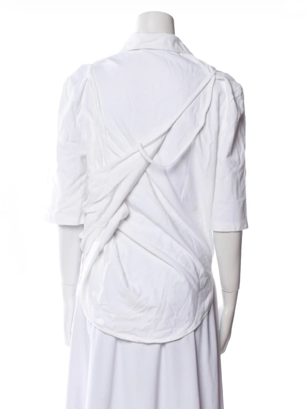 Pushbutton White Structural Drape-Back Button-Up Top - Picture 3 of 16
